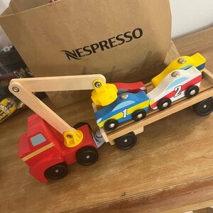 Melissa & Doug Magnet Wooden Crane Truck with Cars